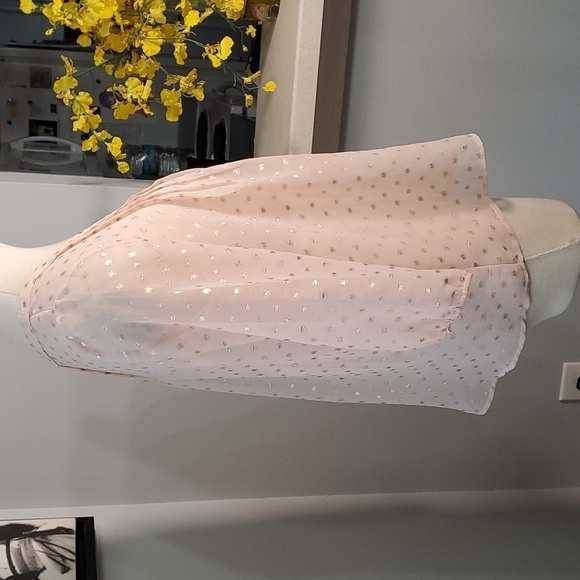 Doe & Rae sheer pink blouse with silver polkadot.  Size small. BOHEMIAN style.‎ - Picture 5 of 7